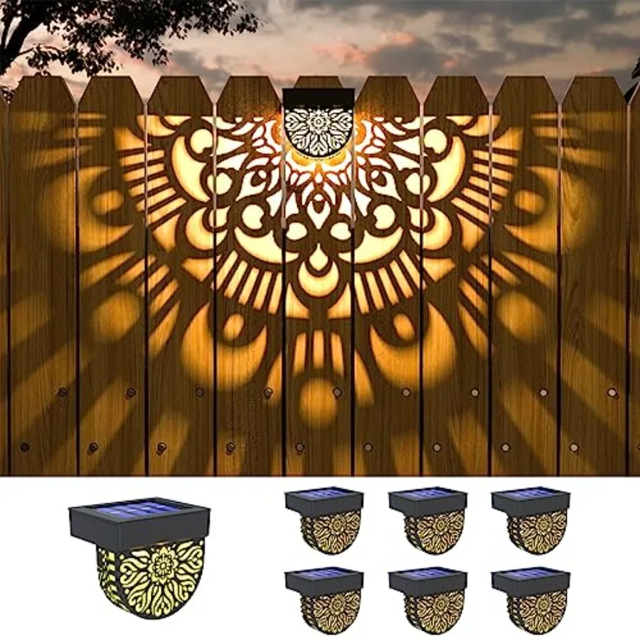 

Solar Fence Lights Outdoor Wall Lights Plastic Solar Powered Deck Step Stair Lights Mandala Theme Waterproof Fence Solar Light