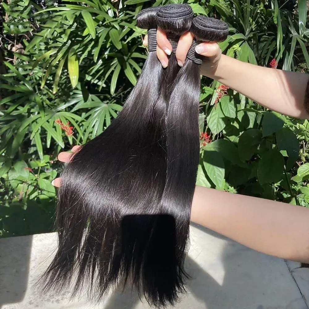 Straight Human Hair Bundles Human Hair Straight Bundles Hair Natural Color 24 24 24 inch Double Weft Brazilian Virgin Hair