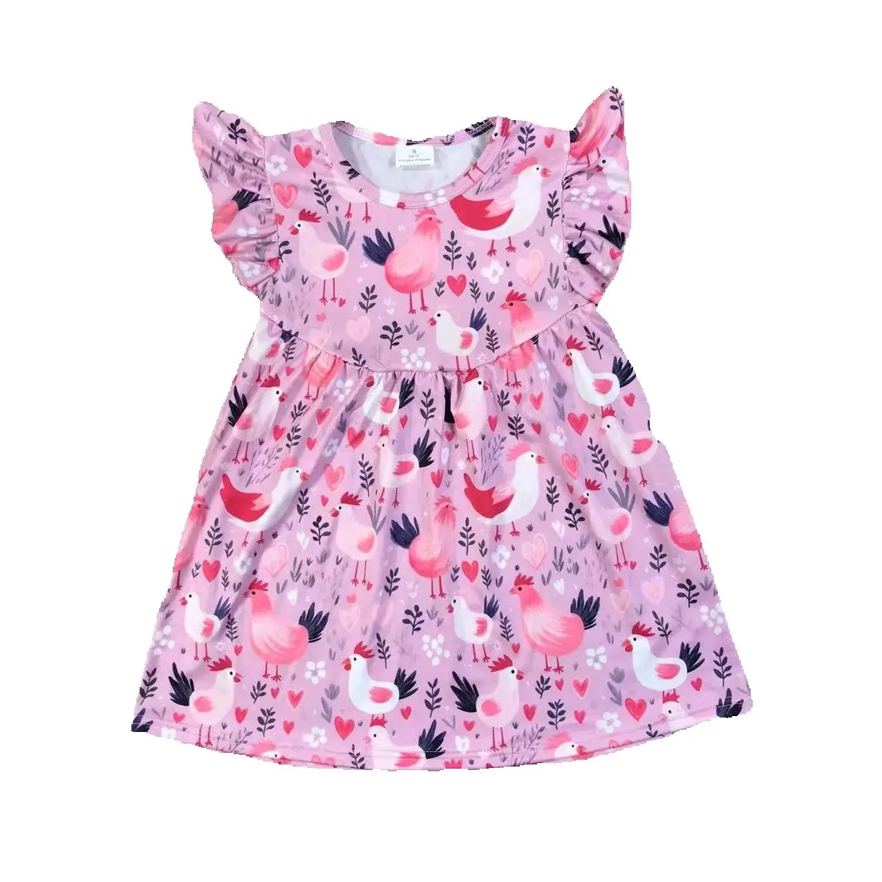 Pink heart Valentine's day Girls baby dress love pattern romantic 0-16 years old children couple girl clothes