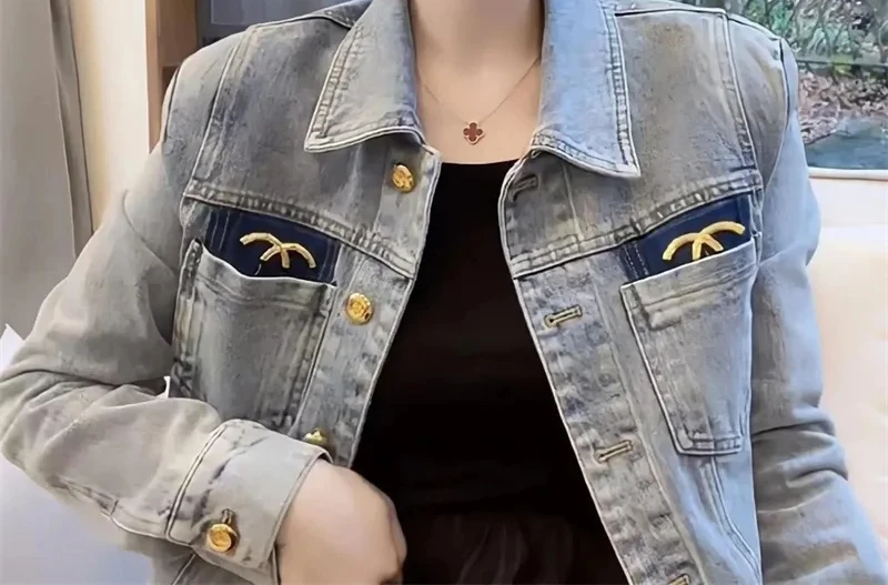 2024 New Denim Jacket Women's Spring and Autumn New Fashion Denim Coat Embroidered Top Single Breasted Coat Women's Style