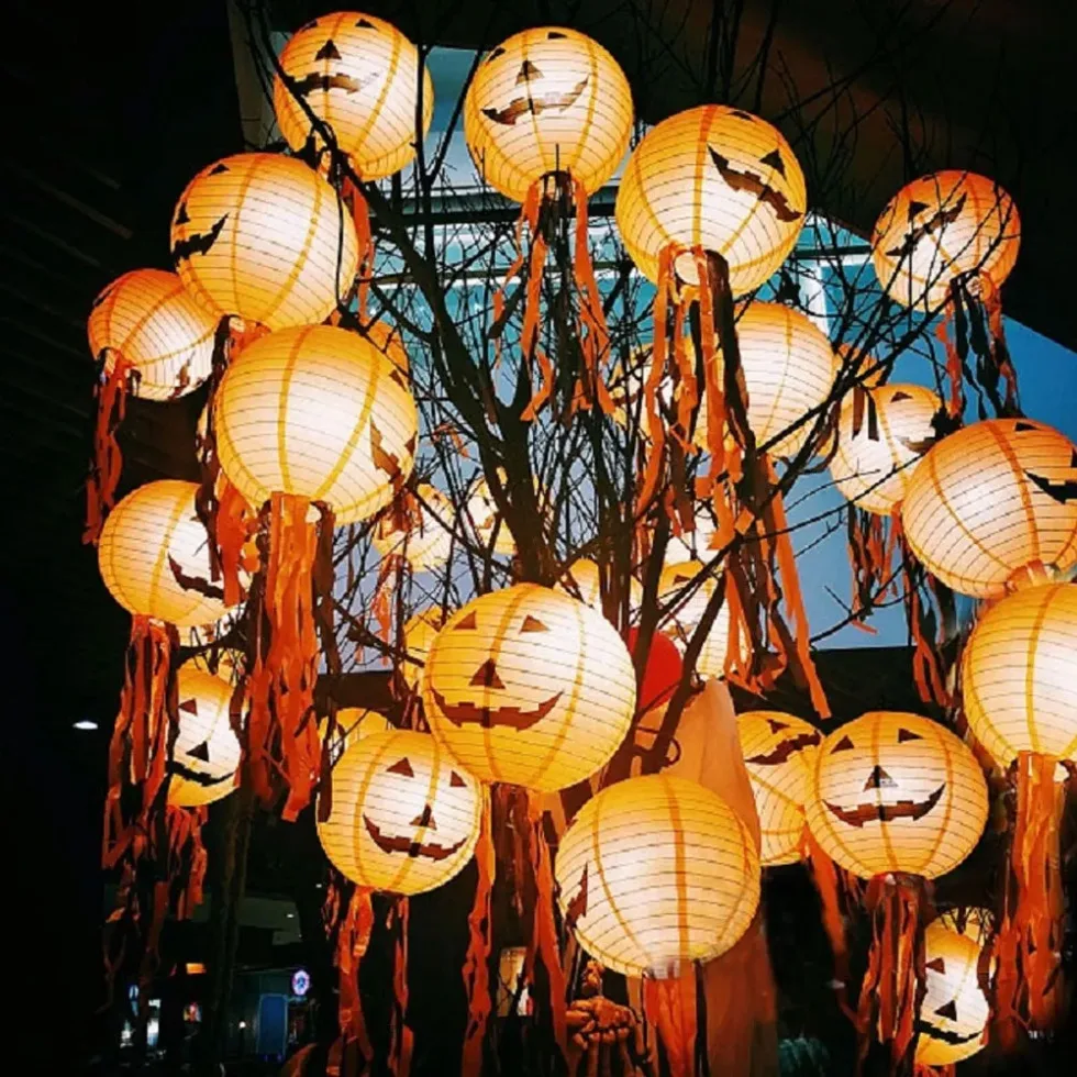 

1Pc Halloween Party Pumpkin Lantern Hanging Pendant Decoration Halloween Paper Lantern Horror Props Outdoor Funny DIY Supplies