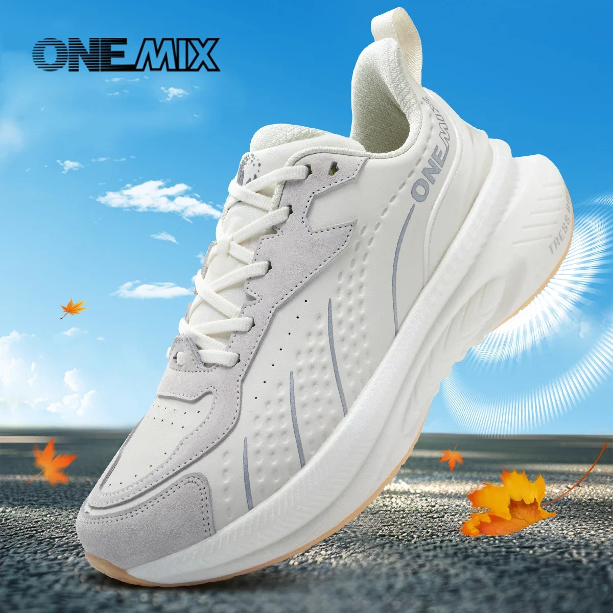 

ONEMIX Winter Running Shoes for Men Leather Warm Sport Shoes Wear-resistant Female Jogging Training Shoes Black Walking Sneakers