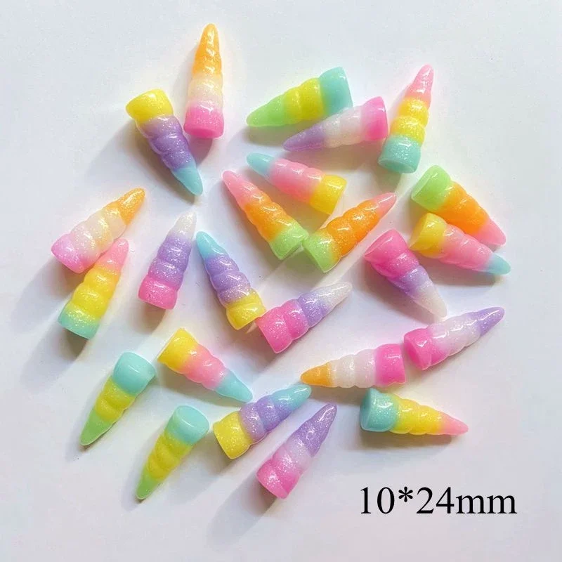 10Pcs 10*24mm Rainbow Gold Unicorn Corn Button Applique Scrapbook DIY Manicure Accessorie Ornament