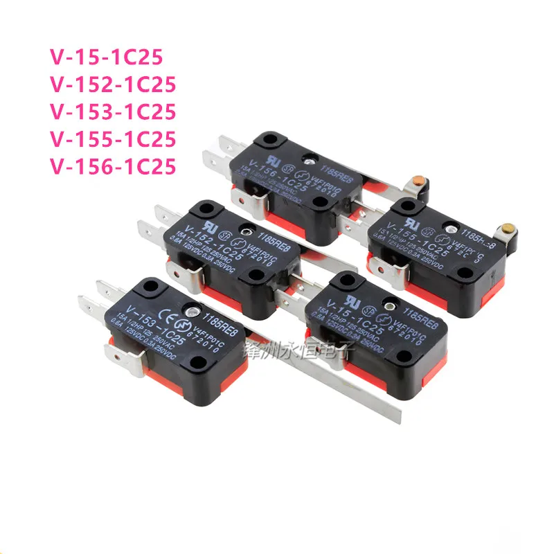 5Pcs/Lot Microswitch Stroke Limit Switch V-15-1C25 V-152-1C25 V-153-1C25 V-155-1C25 V-156-1C25 Roller Long Handle Switch