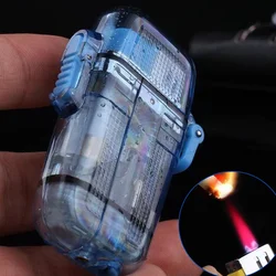 Outdoor Portable Waterproof Windproof Direct Lighter Transparent Shell Butane Inflatable Lighter