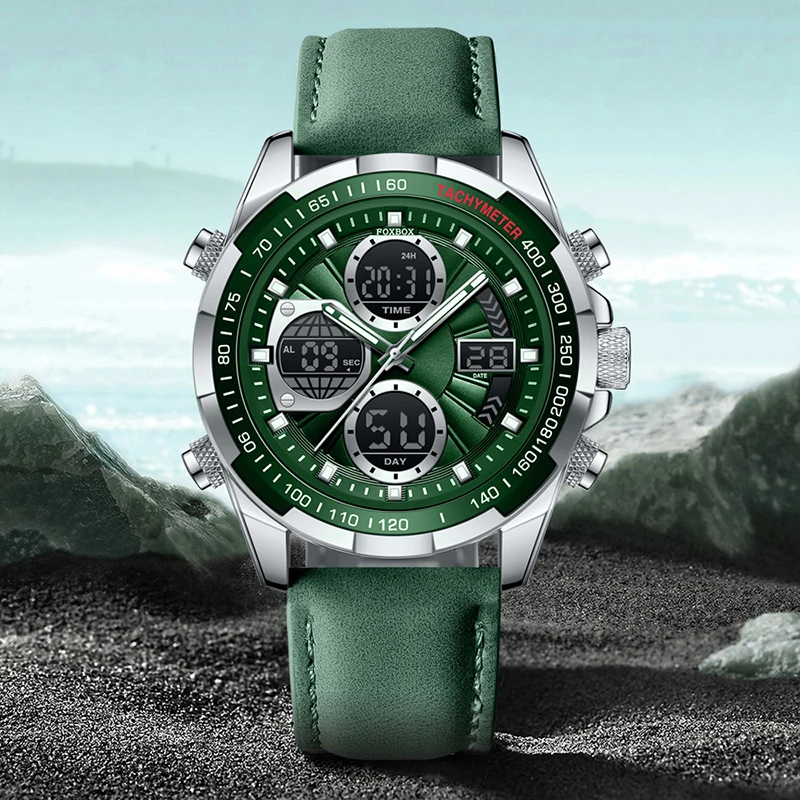 

FOXBOX 2025 New Luxury Watches Men Fashion Multifunctional Digital Mens Watch Waterproof Luminous Quartz Wristwatch Reloj Hombre
