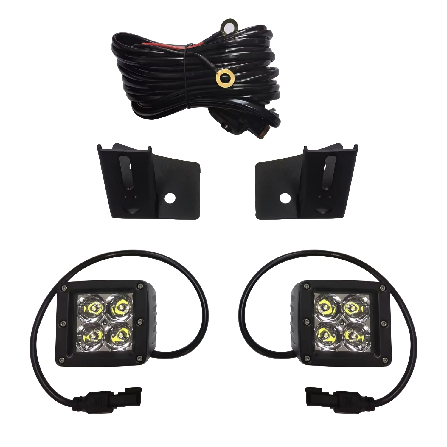 SXMA J325 Hood LED Light kit with Mount Bracket Side Windshield Spot Light with Wire for Jeep for Wrangler JK2007 -2017