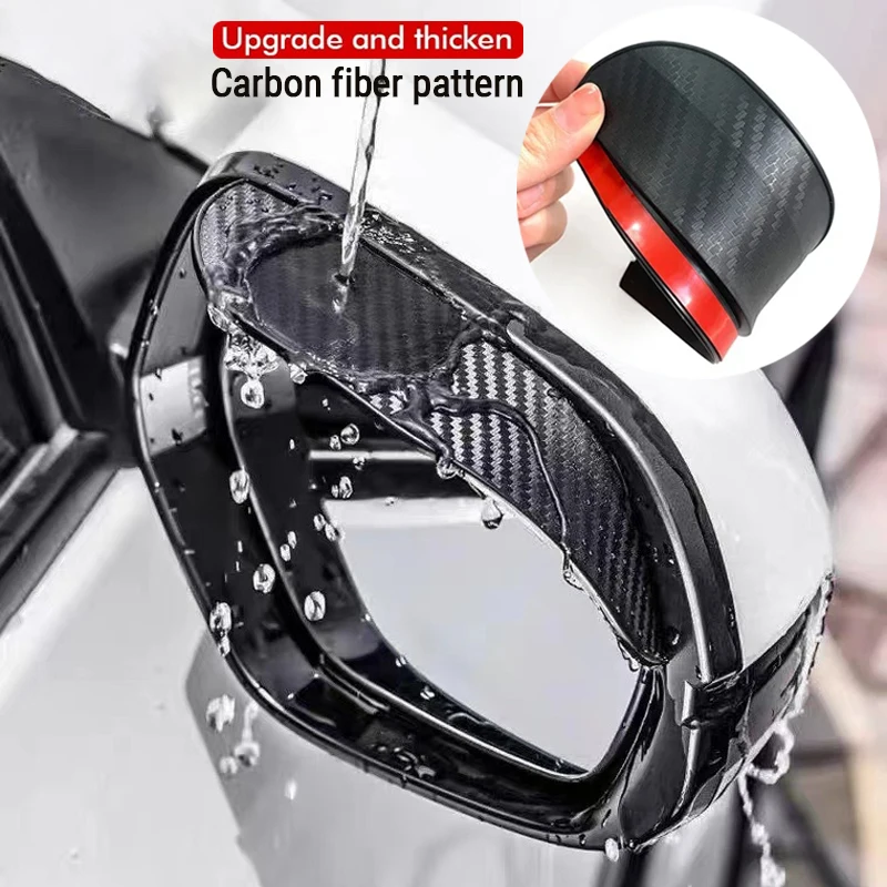 2PCS Car Rearview Mirror Rain Eyebrow Carbon Fiber Sun Visor Shade Cover Protector Clear Vision for Rain Car Mirror Accessories