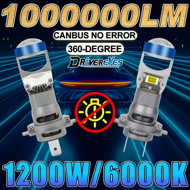 

Drivereyes H7 LED1200W 6000K White Ballast Projector Lenses Fog Light Car Lamps High Low PTF 12V 2PCS 1:1 Mini Headlight 12V