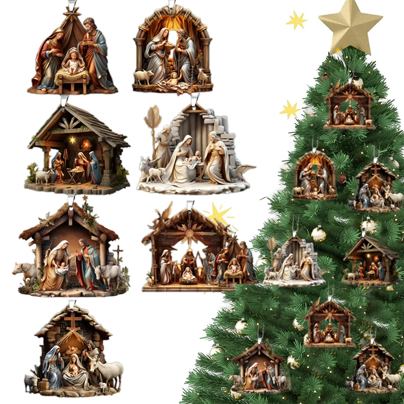 7 stuks kerststal ornamenten de geboorte van Jezus decor acryl de geboorte van Jezus decor feestelijke stevige home decor voor familie kerst