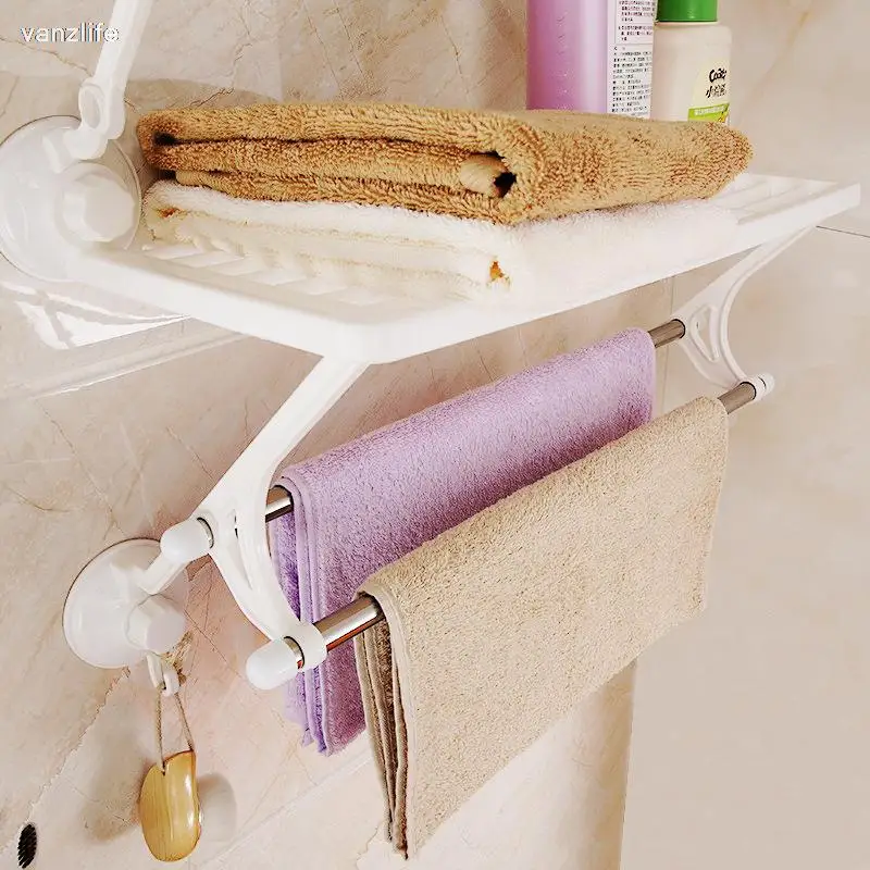 vanzlife No perforated towel rack in bathroom towel bar hanging towel rack on the third floor toilet storage rack towel rack