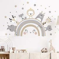 1Pc Cartoon Animals Rainbow Wall Stickers Waterproof Removable PVC Kids Room Kindergarten Home Decoration