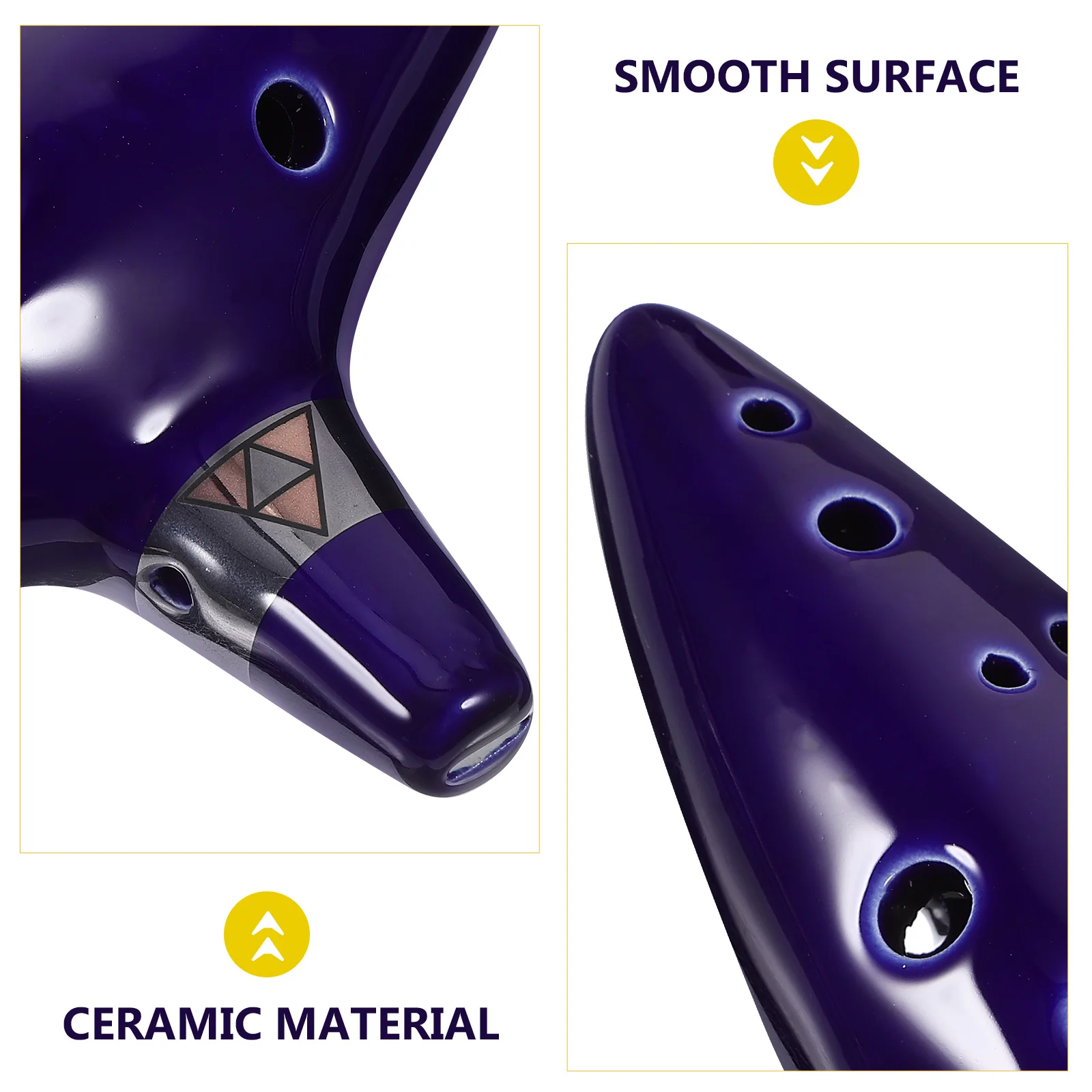 

12-Hole Ceramic Ocarina Flute Blue Alto C Instrument Durable Hard for Music Lovers Collectors Gift Adjustable Lanyard