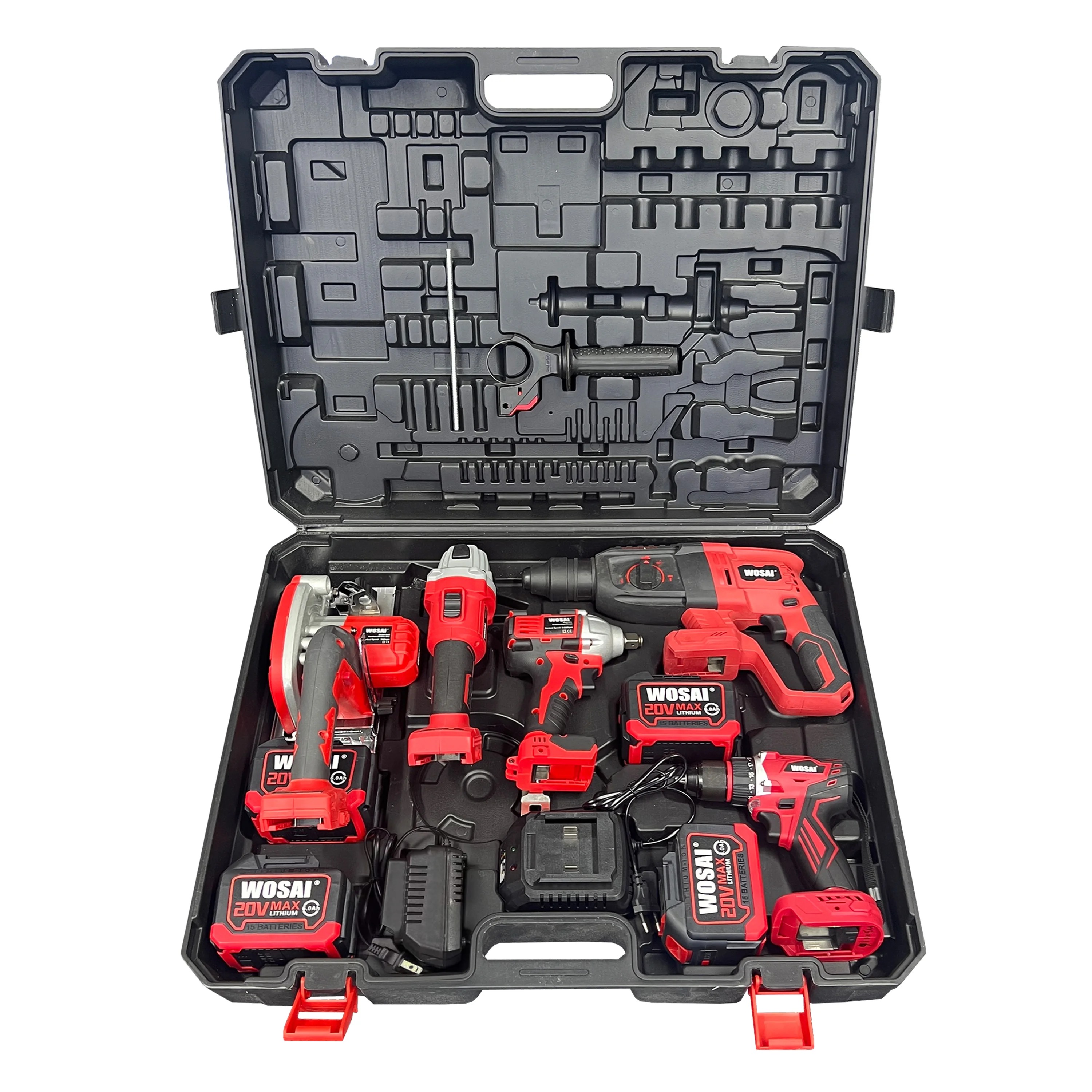 WOSAI Power Tool Kit 20v Professional Cordless Brushless Hammer Drill Wrench Trimmer Blower Power Tools Combo Set Kit