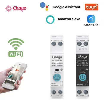 TUYA WIFI Smart Circuit Breaker Power Metering 1P 63A DIN Rail for Smart Home wireless…