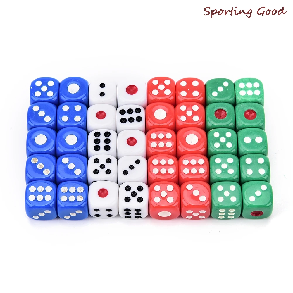 10Pcs New Acrylic Transaprent D6 dice,6 Sided Gambling Small Dice For Playing Game 12*12*12mm