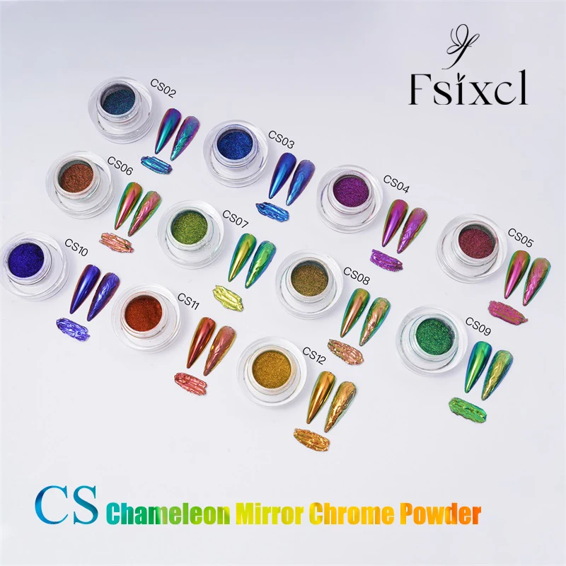 FSIXCL 11 colori Chameleon Glitter Chrome Mirror Powder effetto metallico decorazione per unghie Manicure polvere di pigmento di grado cosmetico