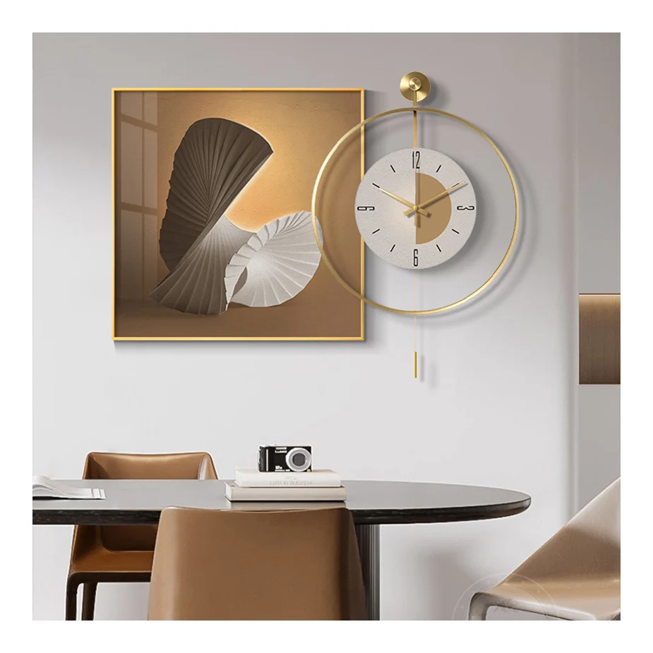 Modern Light Luxury Restaurant Decoration Painting High-end Abstract Clock Hanging Painting Living Room Mural Wall Clock