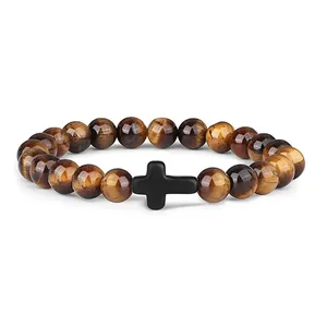 Hombres de oración Pederos de piedra natural Rosario Hematita Cross Cross Cross Onyx Meditation Pulsera Mujeres Joyas de yoga Homme pulsera 12 mejores brazaletes de ventas Nepal - №1