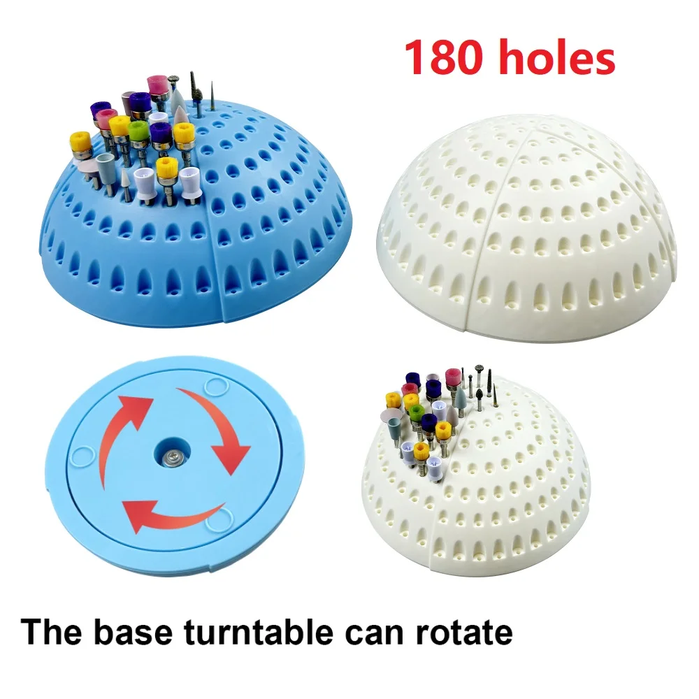 

Dental Plastic Bur Block Holder 180 Holes Disinfection Box Bur Drill Needle Endo Files Polishing Tool Placement Organizer Case
