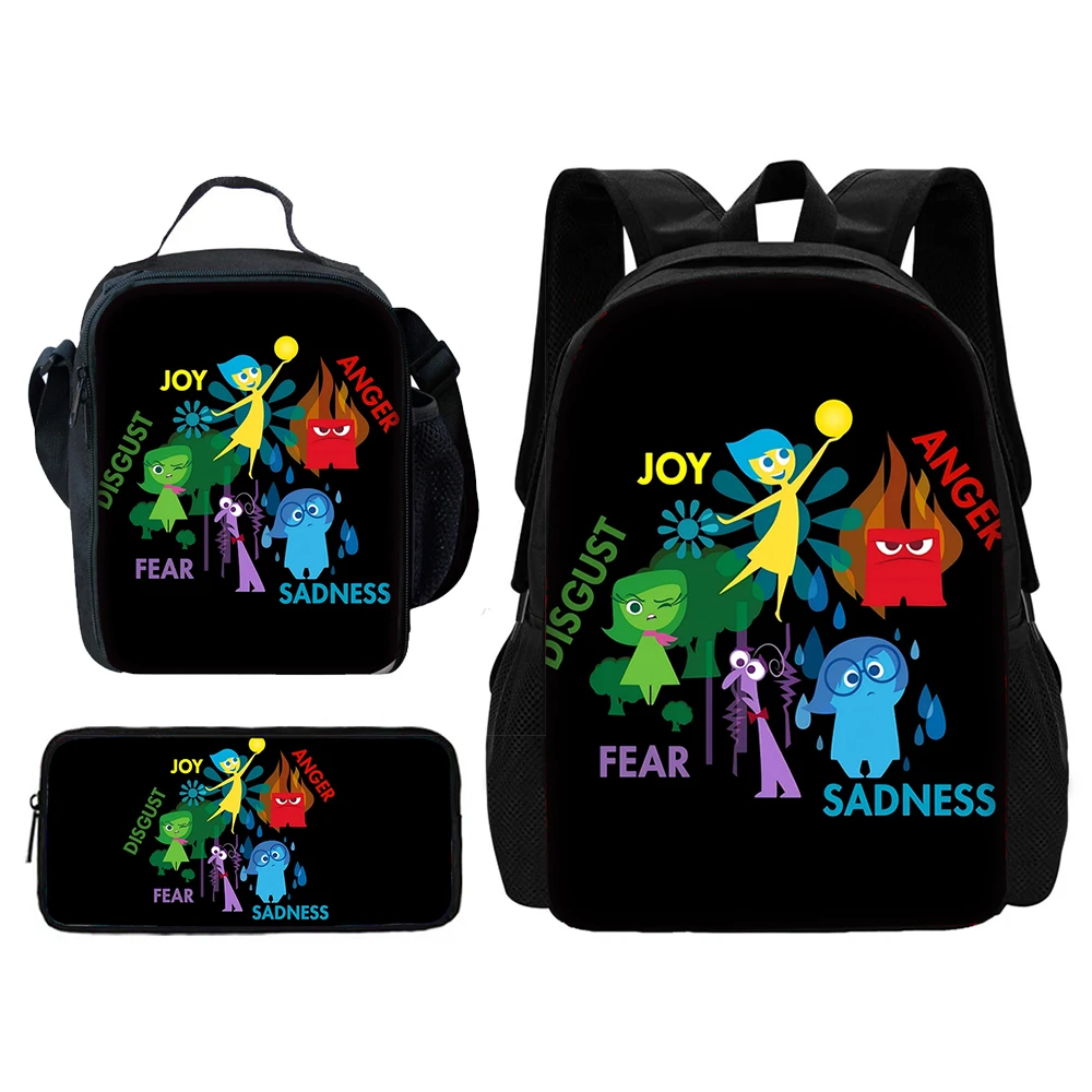 Inside Out 2 Child School Backpack with Lunch Bags ,Pencil Bags ,Cartoon School Bags for Boys Girls Best Gift