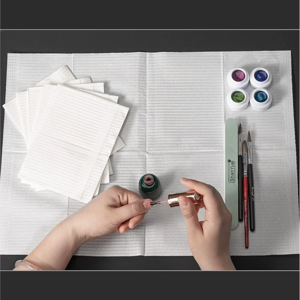 20Pcs Disposable Nail Art Table Towels 3 Ply Tissue Waterproof Lap Cloths 13
