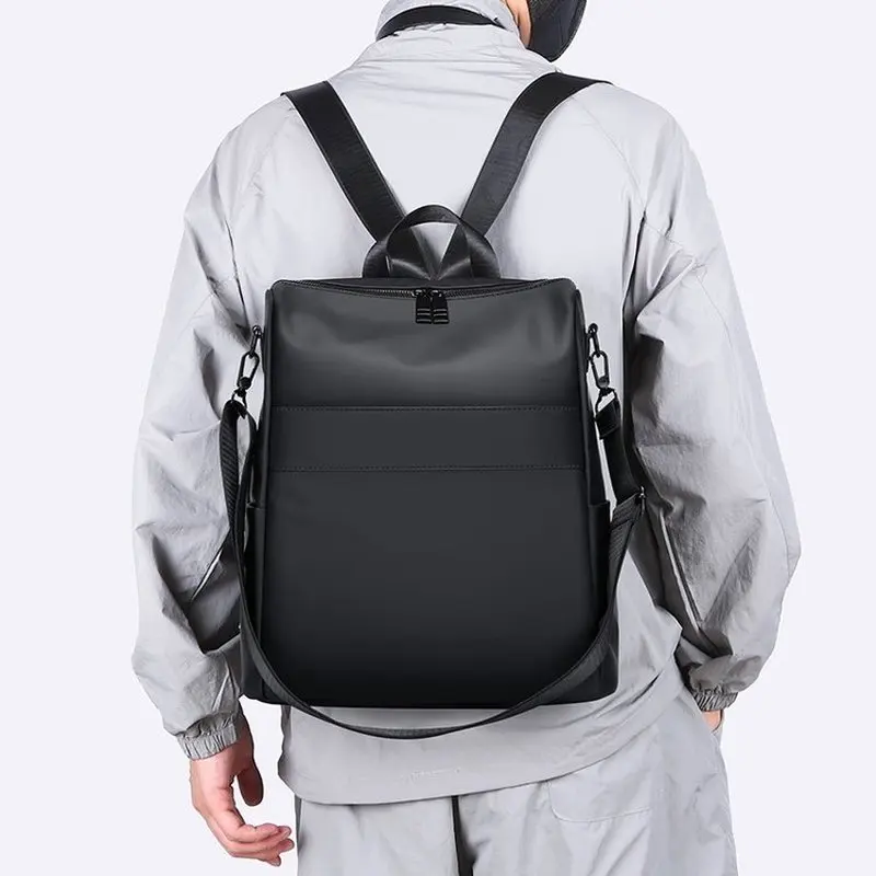 Large-capacity Student School Bag Casual Solid Color Backpack Material Oxford Men New Backpack Multi-functional Simple Bag SAC