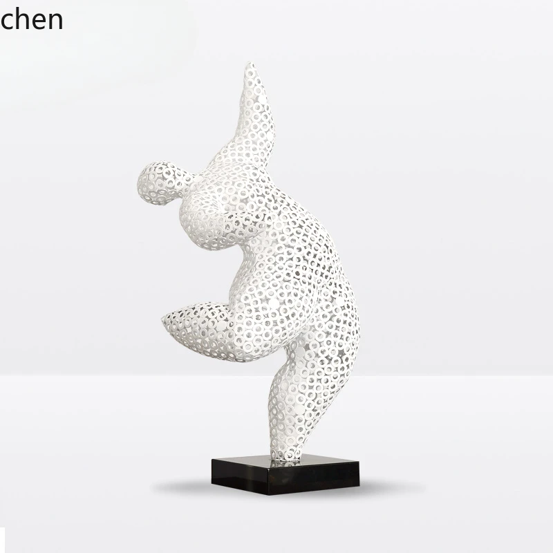 

DSA metal figure supine in the air home decoration stainless steel disc sculpture tabletop ornament