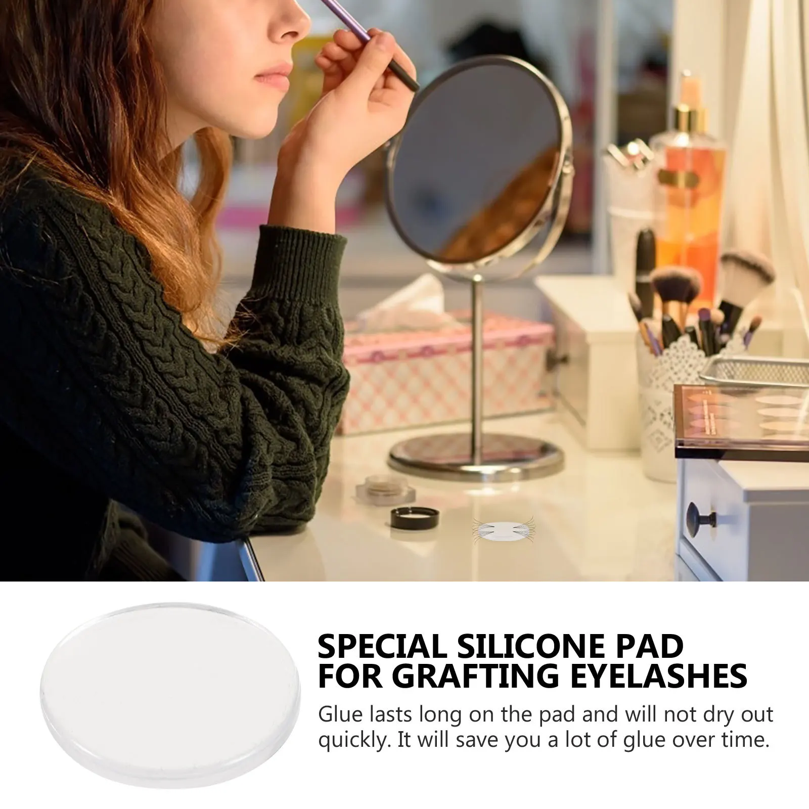 10 個まつげエクステンション接着剤パッドシリコーン再利用可能な透明移植ツールメイクアップウェディングパーティーハロウィンまつげ