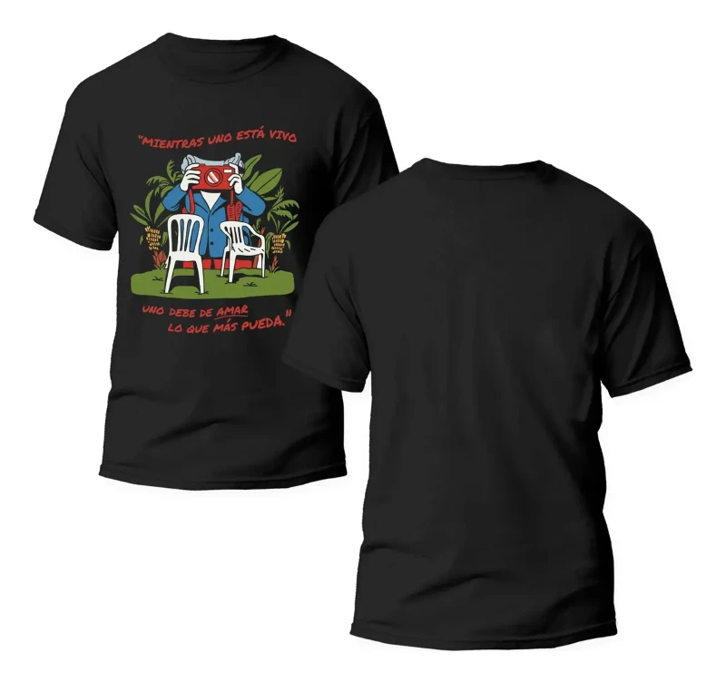 Men's Travel Photographer Cartoon Graphic Vintage Washed T-Shirt, Oversized Cotton Streetwear Tee