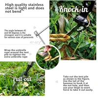 6+1Pcs Camping Tent Stakes Canopy Tent Pegs 28cm Stainless Steel Garden Ground Nail Beach Awnings Hammock Trampoline Accessories 5