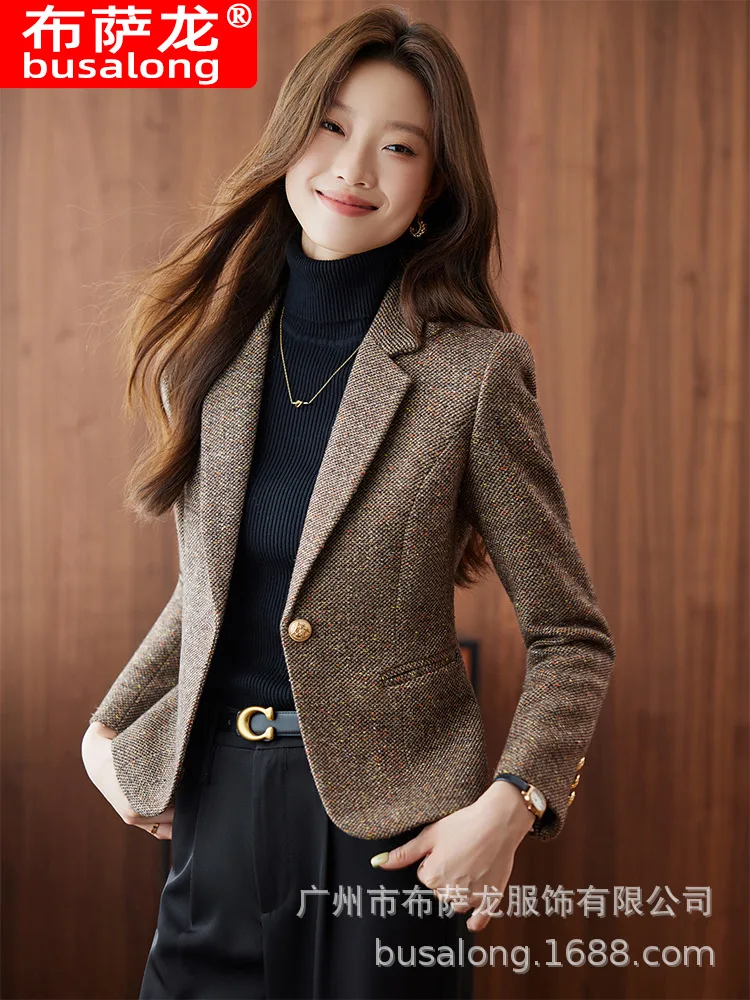 

2025New Stylish Fashion Suit Casual Women's Long Sleeve Professional Blazer Formal Women's Single Jacket Workwear8661