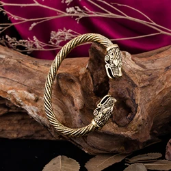 Dreamtimes Men Nordic Viking Dragon Bangle Vintage Loong Head Animal Carved Open Cuff Bracelet Scandinavian Costume Accessories