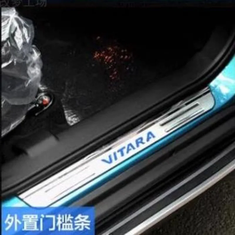 For Suzuki Vitara 2016 Door Sill Accessories Stainless Door Sills Scuff Plate Gaurds Pedal Protector Car Styling Stickers 2015