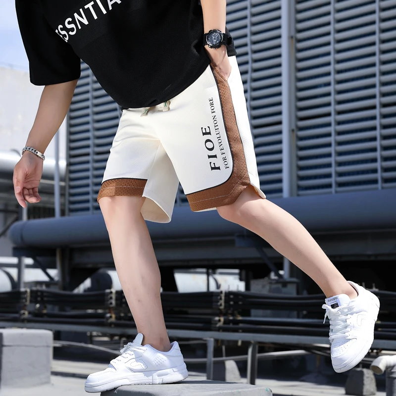 

Men's Summer Baskeall orts Color Blo Casual Workwear Straight Leg Pants Trendy Brand Haome Five-Quarter Length