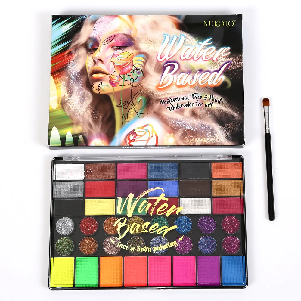 

42-цветный профессиональный набор красок для лица для вечеринки ﻿ Набор красок для лица, нетоксичная палитра красок для лица на водной основе, водорастворимая, высокая