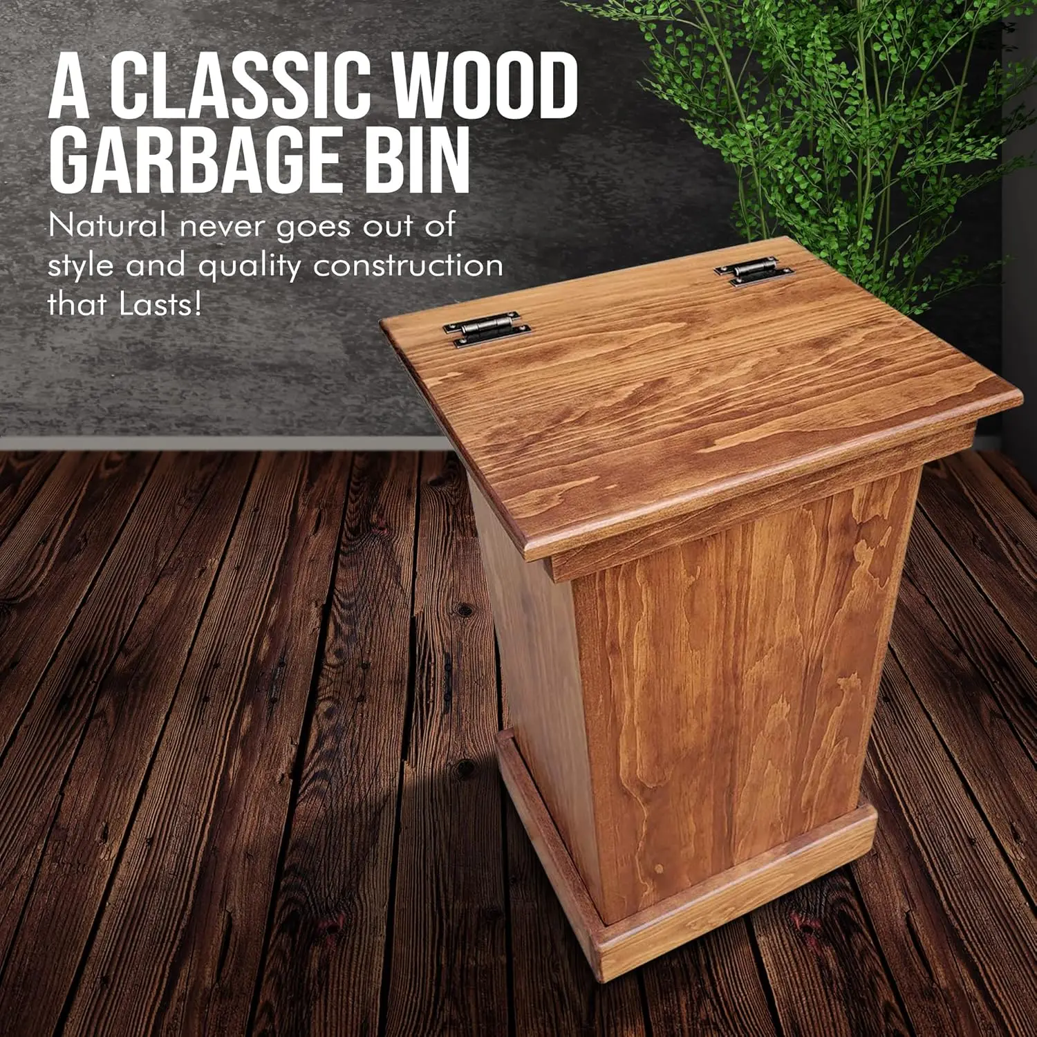 Wood Garbage Bin Cabinet - Wooden Trash Can w/Hidden Design, Stylish Kitchen Garbage Can, Amish Made Cabinet Hidden