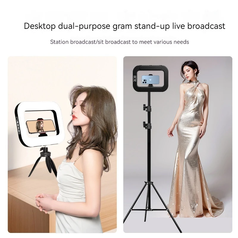 2025 يده LED مصباح مصمم على شكل حلقة قابلة للشحن المحمولة ملء الضوء للهاتف المحمول البث المباشر التصوير سطح المكتب أرنب Selfie