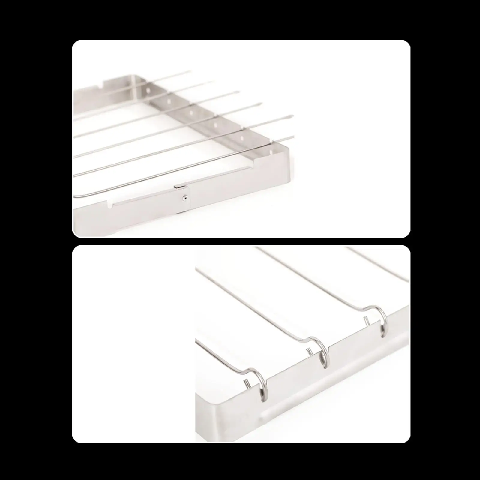 Easy Clean Barbecue Grill Rack Stainless Steel Folding with Skewers for Outdoor Camping Roasting Rack Nonstick Shish Kabob