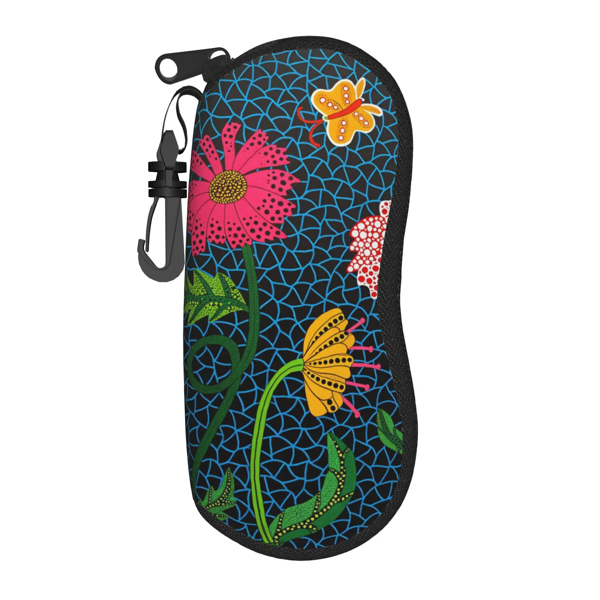 Yayoi Kusama Flowers Glasses Case  Print Sunglasses Case Vintage Travel Eyeglass Protector Unisex Eyewear Bag