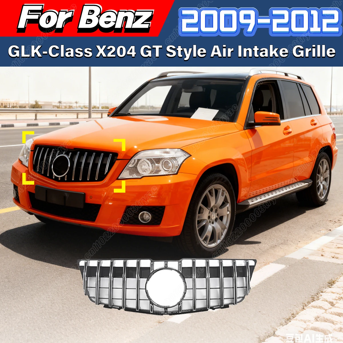 

For Mercedes-Benz GLK-Class X204 2009 2010 2011 2012 Auto Front Bumper GT Style Radiator Protective Cover Car Air Intake Grille