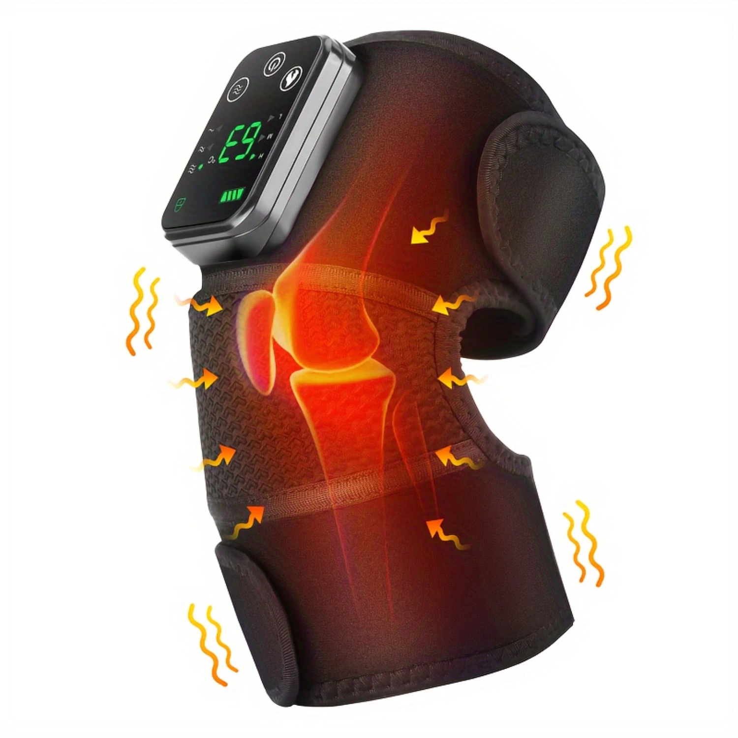 Rechargeable Cordless Knee & Shoulder Massager - Soothing Heat Therapy with 3 Customizable Modes - Flexible Brace for Elbow, Kne