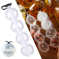 4 Hole Ice Cube Makers Round Ice Hockey Mold Whisky Cocktail Vodka Ball Ice Mould Bar Party Kitchen Ice Box Ice Cream Maker Tool