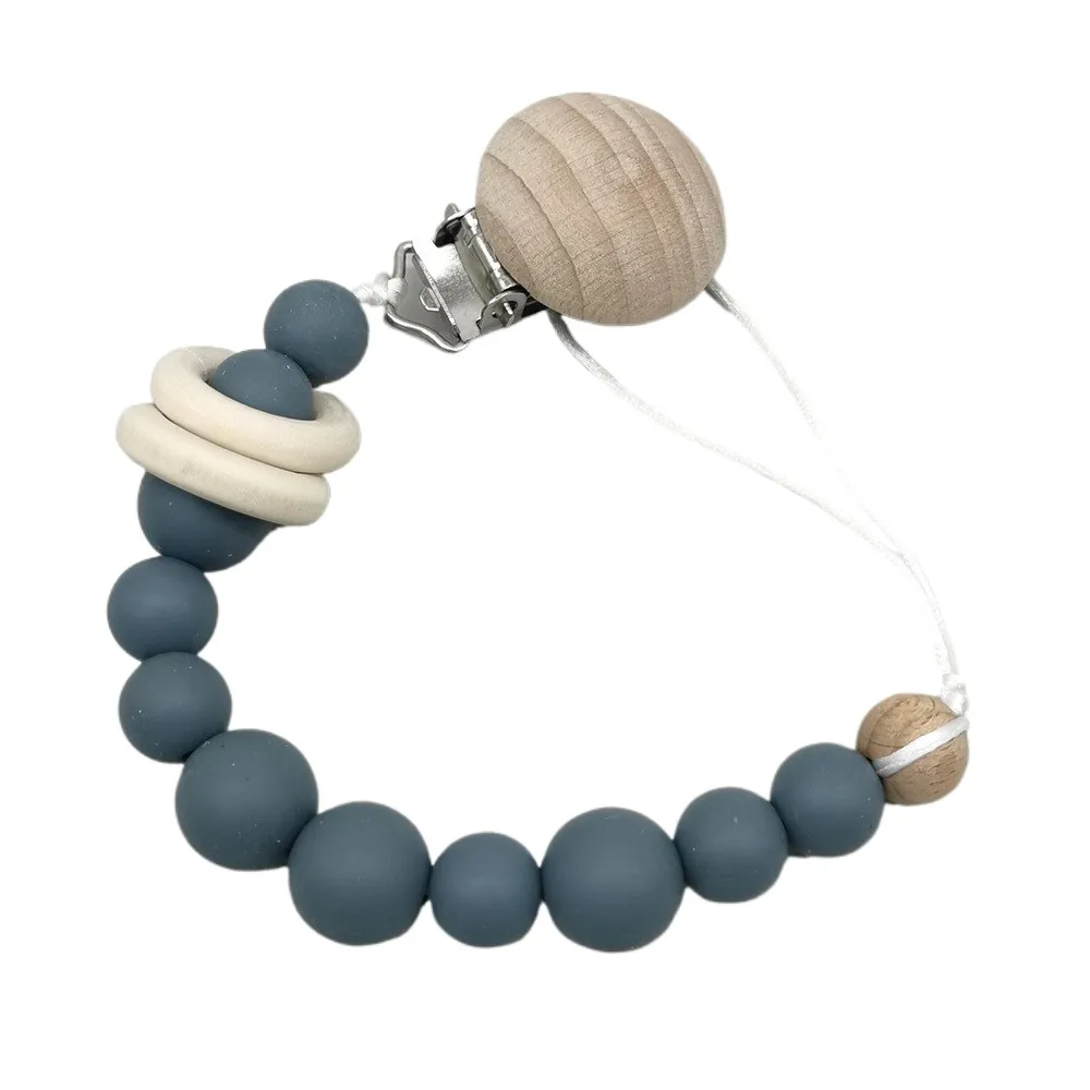 

Силиконовые бусины, зажим для соски с деревянным кольцом, держатель для детской пустышки, поводок, цепочка для соски, анти-потерянная пустышка, аксессуар для младенцев