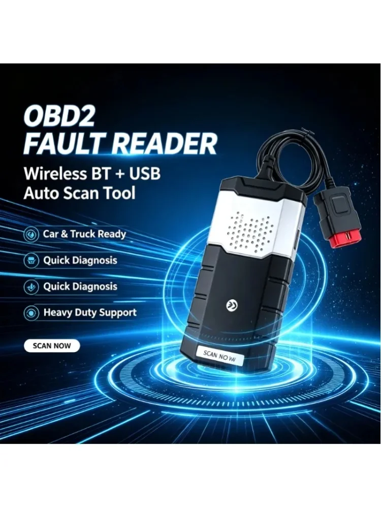Für Delphi 2026: Verbesserter OBD2 OBD-Fehlerleser, drahtloses BT-USB-Auto-Scan-Tool, Diagnosegerät für Fehlercodes von Schwerlast-LKWs und PKWs.