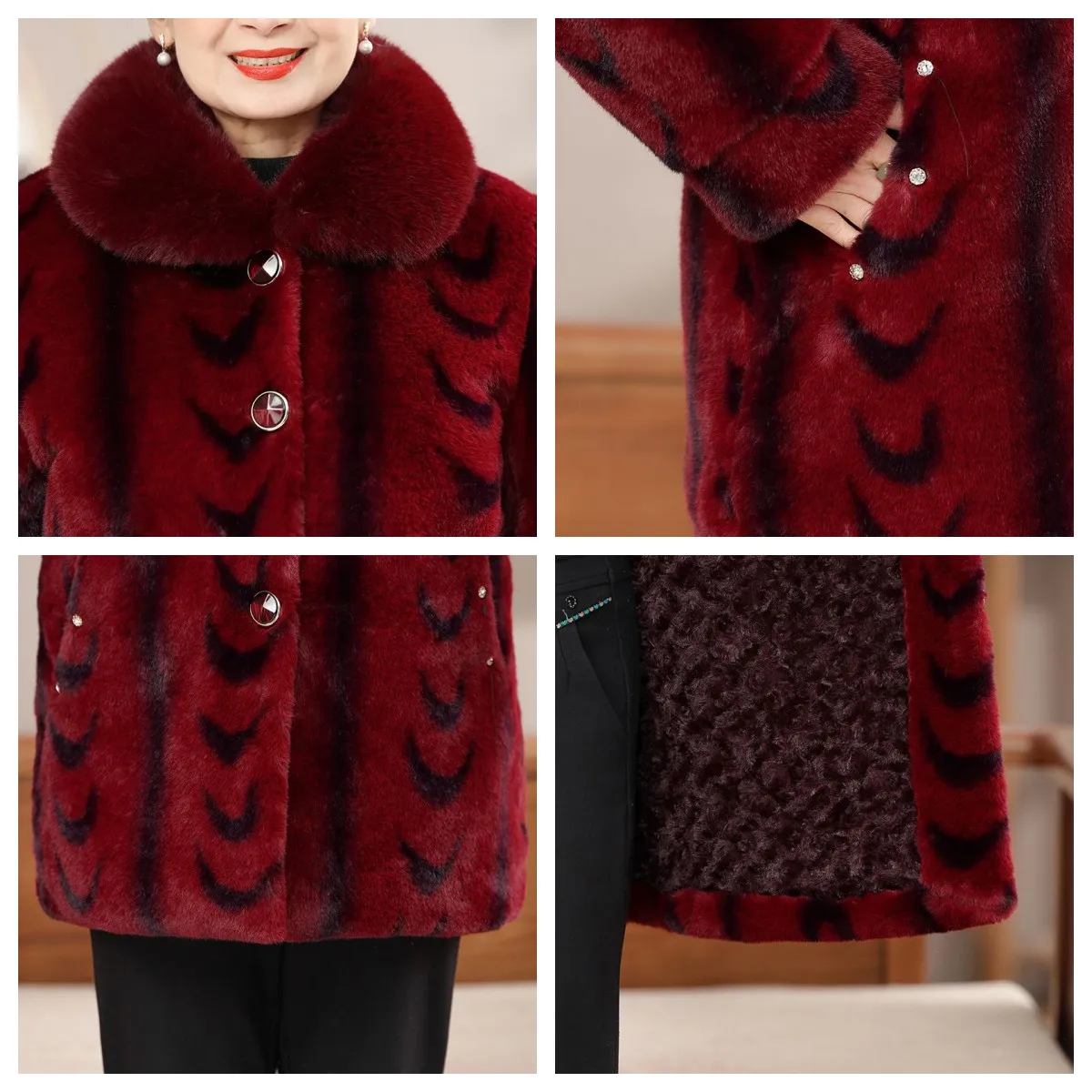 Women Winter Jacket Imitation Mink Fleece Coat New Fashion Loose Warm Fur One Piece Coat Middle aged Female Faux Fur Jacket 5XL