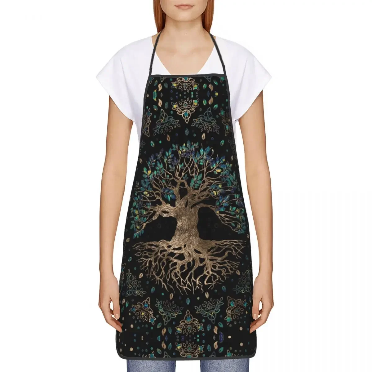 Tree Of Life Ornament Viking Apron Women Men Unisex Bib Vikings Valhalla Kitchen Cooking Tablier Cuisine Chef Painting