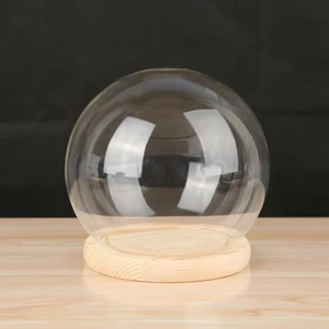 Dome of transparent glass with wooden base, Dolhinhase decoration, Bell Jar, Case Pedestals, Micro Landscape Holder 8 Main Sales Glass Copula - №4