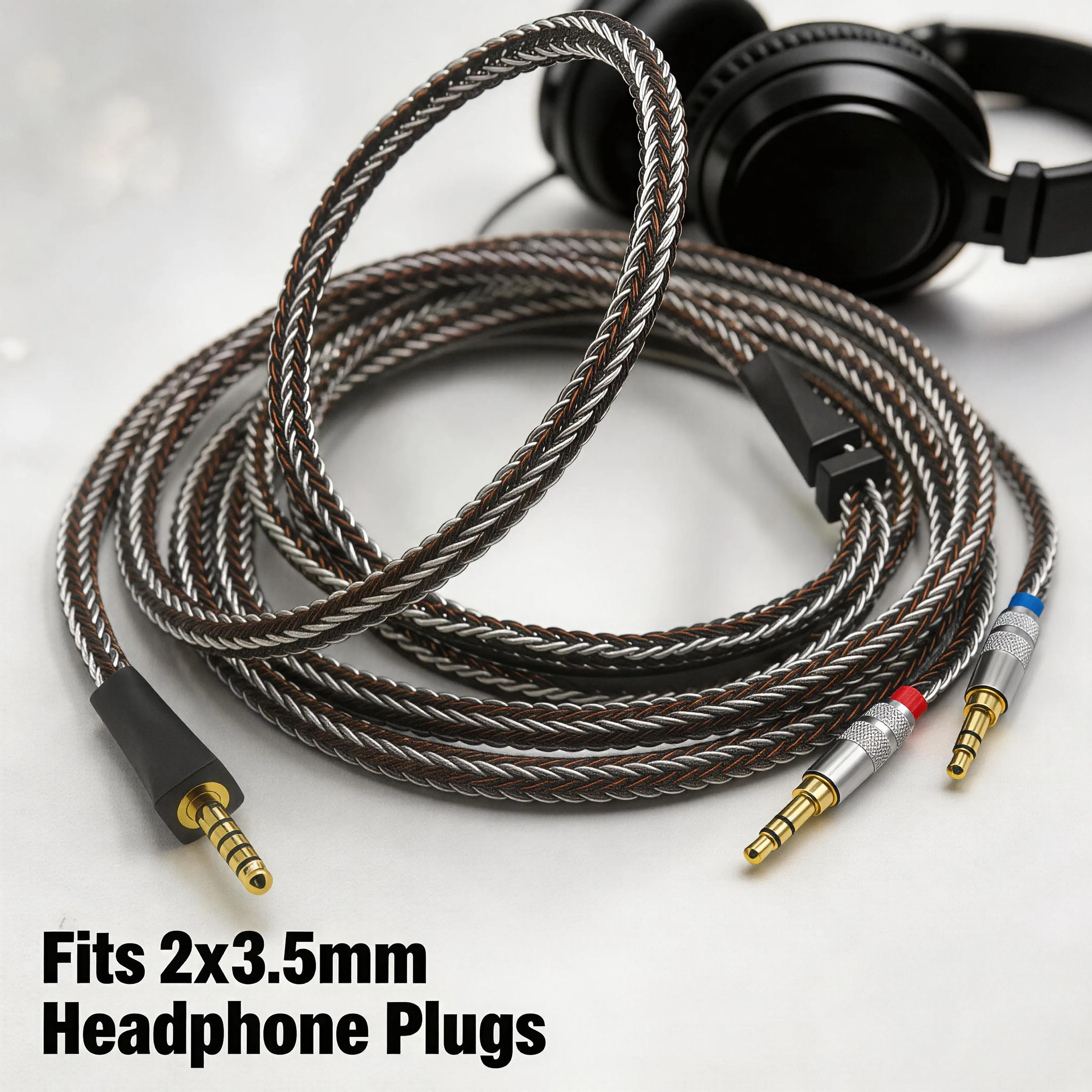 Haldane HiFi 4.4mm Balanced Upgrade Cable Dual 3.5mm Plug for Denon D9200 D7200 Fidelio X3 Focal Clear Headphones