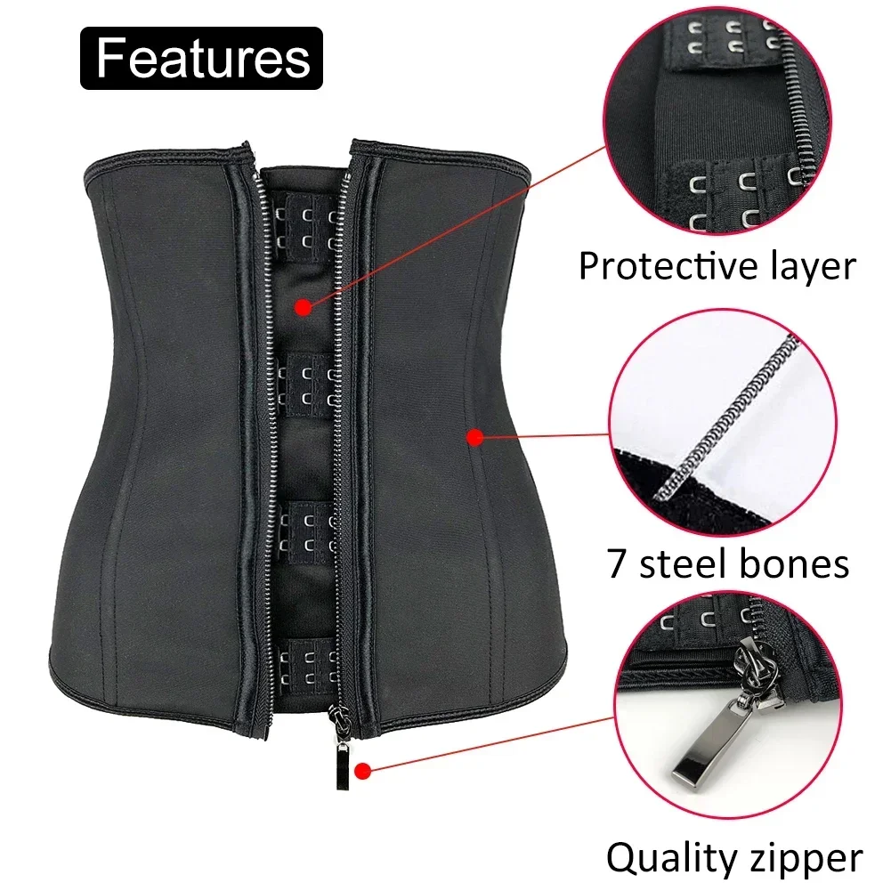 XXS - 6XL Plus Size Women 100% Latex Rubber Waist Trainer Body Shaper Corsets Zipper Cincher Top Slimming Belt Shapers Shapewear